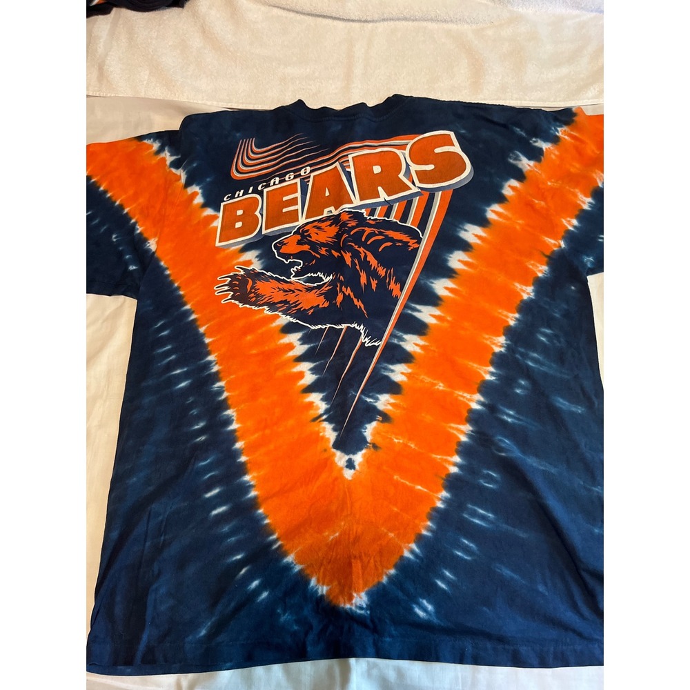 Vintage Chicago Bears Tie Dye Graphic T-Shirt XXL Navy Orange NFL Made in USA - Picture 5 of 8